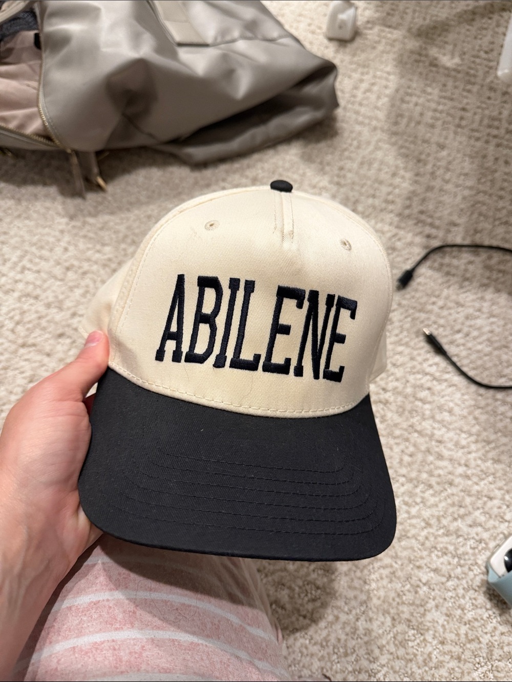 Two-Tone Baseball Cap - Cream and Black